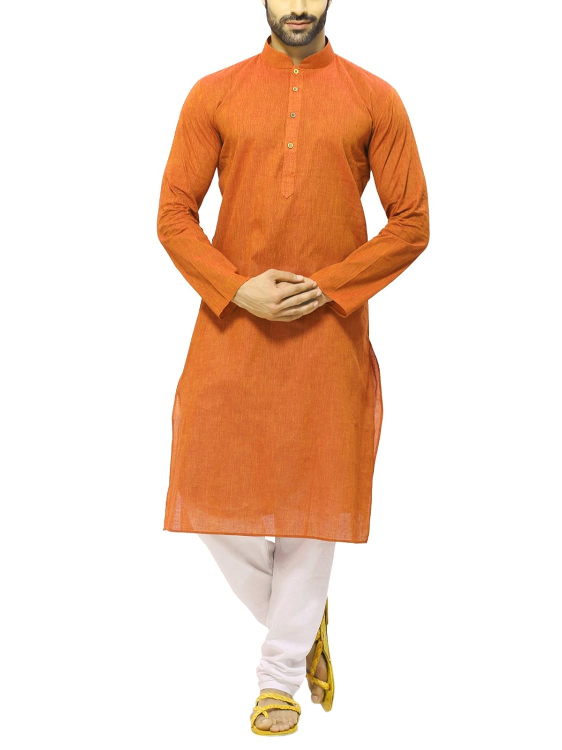rg designers men's orange cotton kurta pajama set