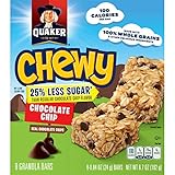 Quaker Chewy Granola Bars, 25% Less Sugar Chocolate Chip, 8 Bars