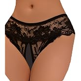 ZZSHLMY Women Sexy Panties Plus Size Underwear Lace Thongs Low Rise G-String Cheeky Underpants Pack of 1-3
