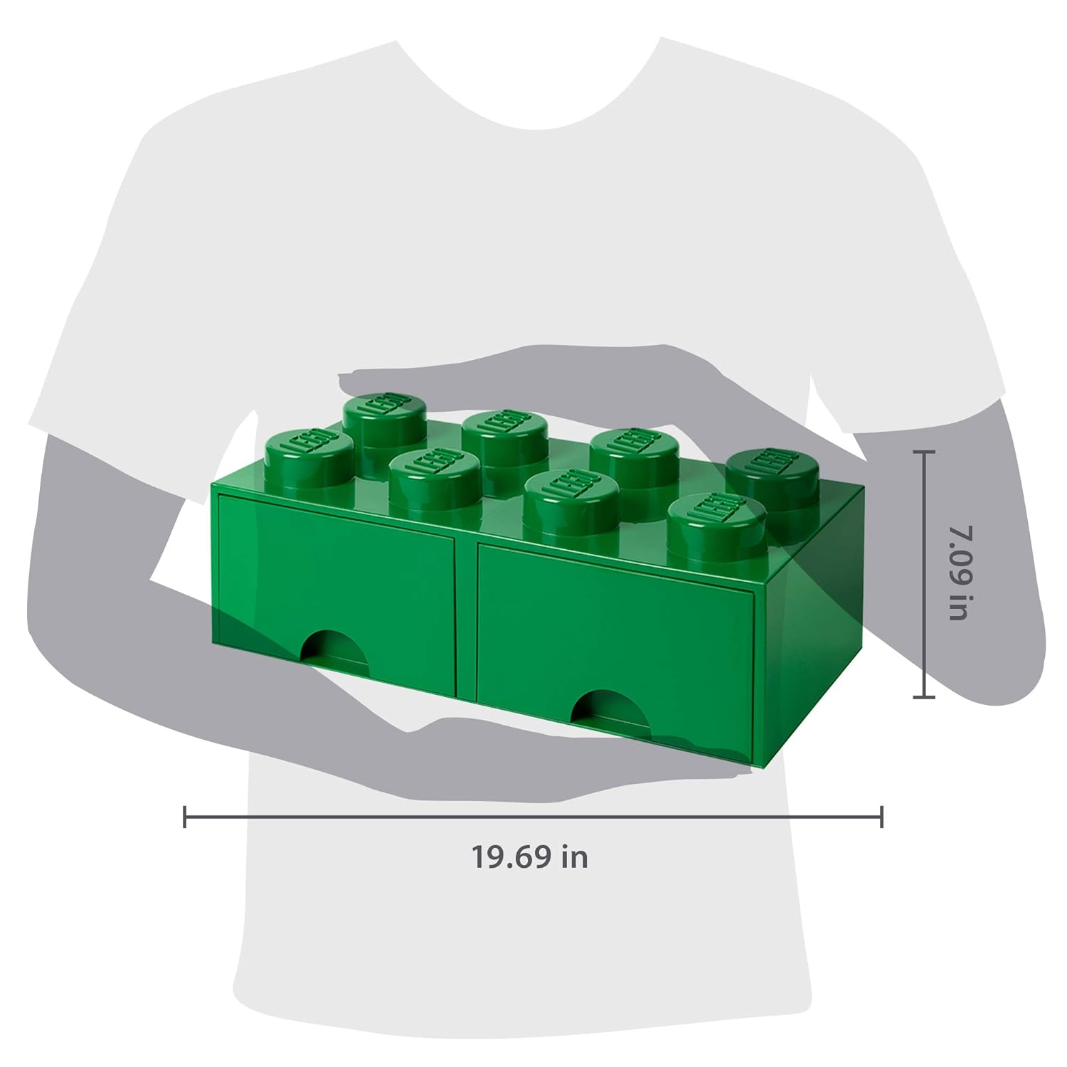 LEGO Brick Drawer, 8 Knobs, 2 Drawers, Stackable Storage Box, Dark Green: Room Copenhagen: Toys & Games