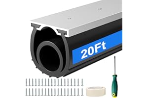 alophoty 20 FT Garage Door Seals Bottom Rubber, Heavy Duty U+O Ring Garage Door Bottom Seal with Aluminium Track Retainer Kit, Universal Garage Door Weather Stripping for Home Garage Protection