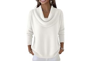 UDAUDU Womens Sweaters Winter Trendy Crew Neck Long Sleeve Knit Solid Color Top Sweater Loose Fit Blouses 2025