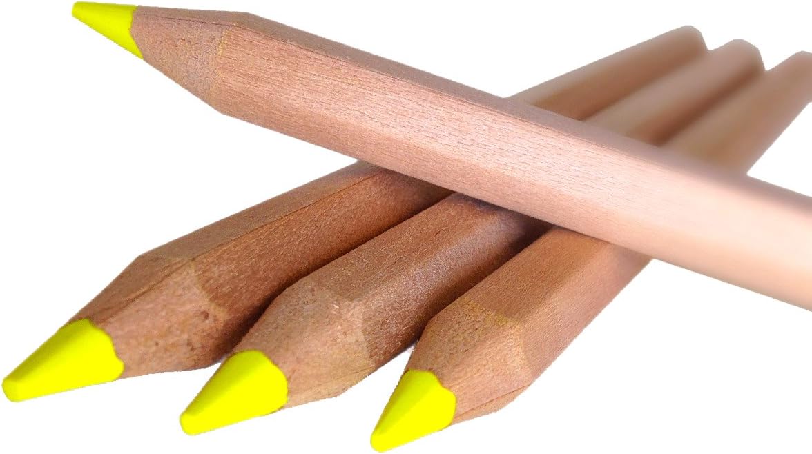 Yellow Eco Dry Highlighter Pencils Set of 4 Jumbo Highligher Pencils