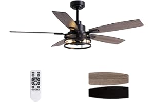 Tinkoso Ceiling Fans with Lights and Remote Control, Ceiling Fan for Bedroom Living Room (52 Inch Black-2)