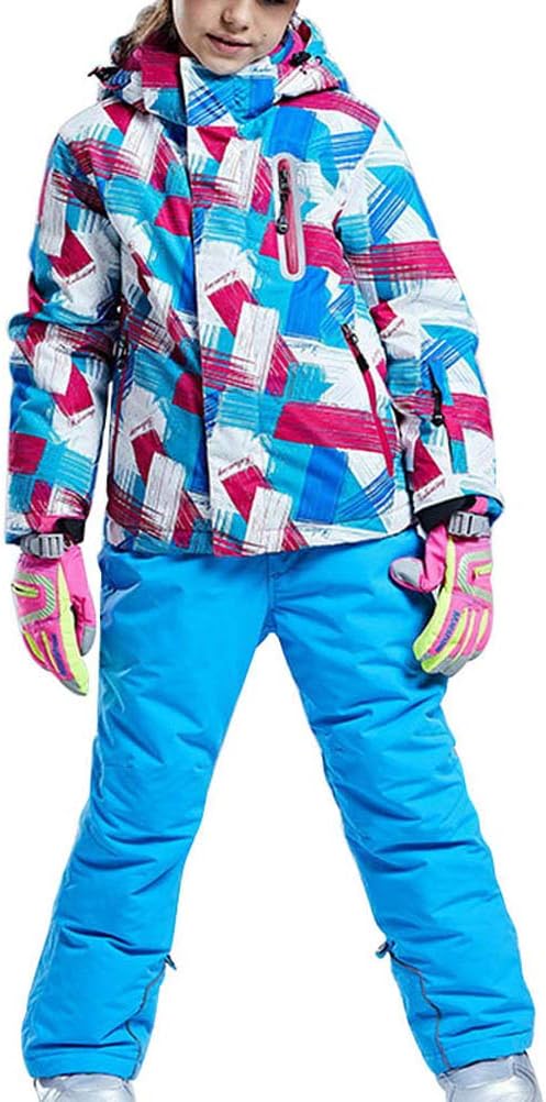 Skijakkeset Youth Girls Boys Snow Suit 2Pcs Winter Warm Outdoor Mountain Waterproof Windproof Snowboarding Skiing Jackets with Snow Ski Bib Pants US 4-16