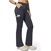 Casei Women's Stretch Cargo Pants High Waist Bootcut Flare Leggings with 6 Pockets Soft Yoga Work Pants for Business Casual