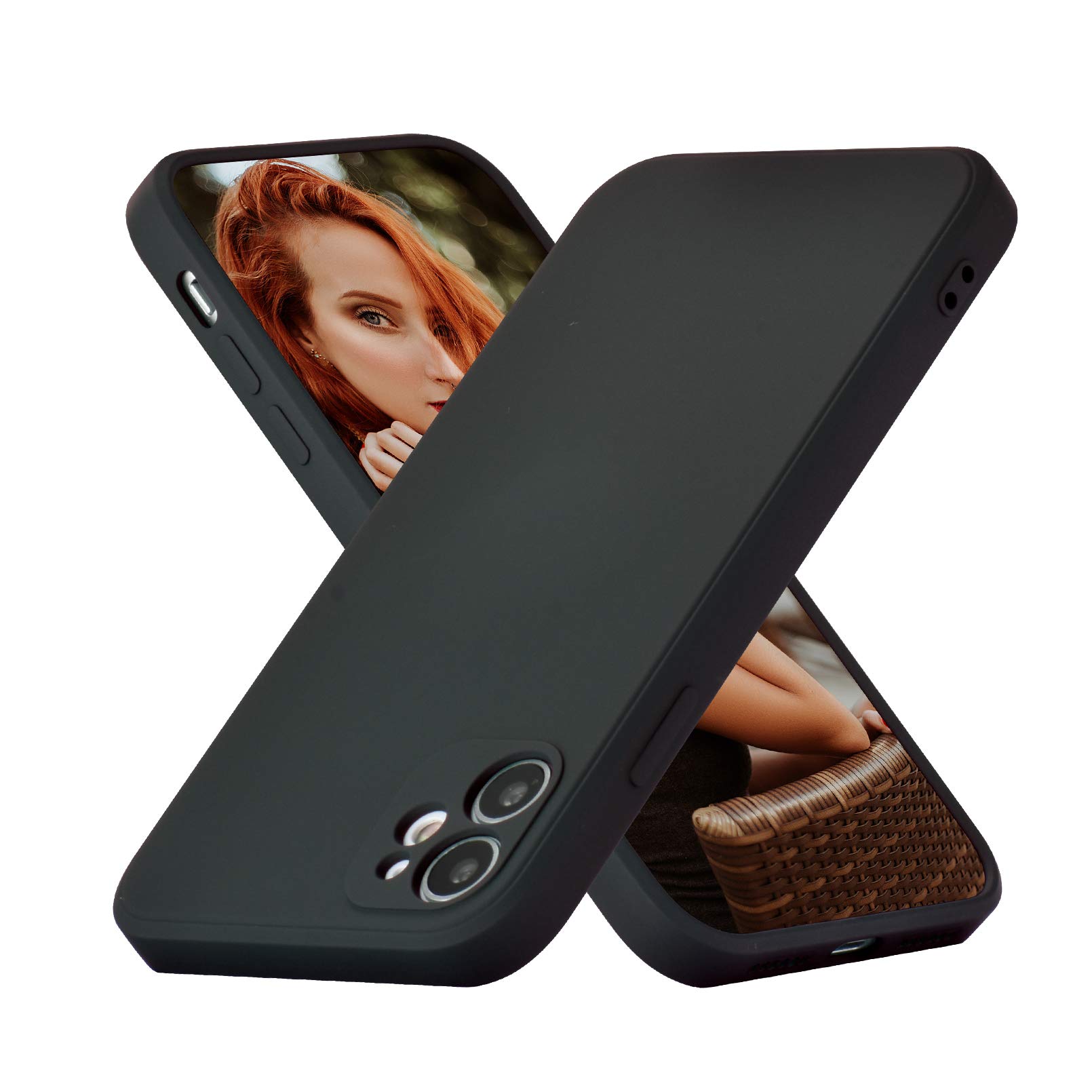 UEEBAI Case for iPhone 11 6.1 inch, Ultra Slim Straight Side Liquid Silicone Case Precise Cut-outs Gel Rubber TPU Bumper Case Smooth Lovely Shell Shockproof Protective Cover for iPhone 11 - Black — image 1