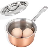 Macevia Mini Sauce Pan with Lid,Copper Butter Warmer Small Pot, Multipurpose Use for Home Kitchen or Restaurant (10.8oz/320ml)