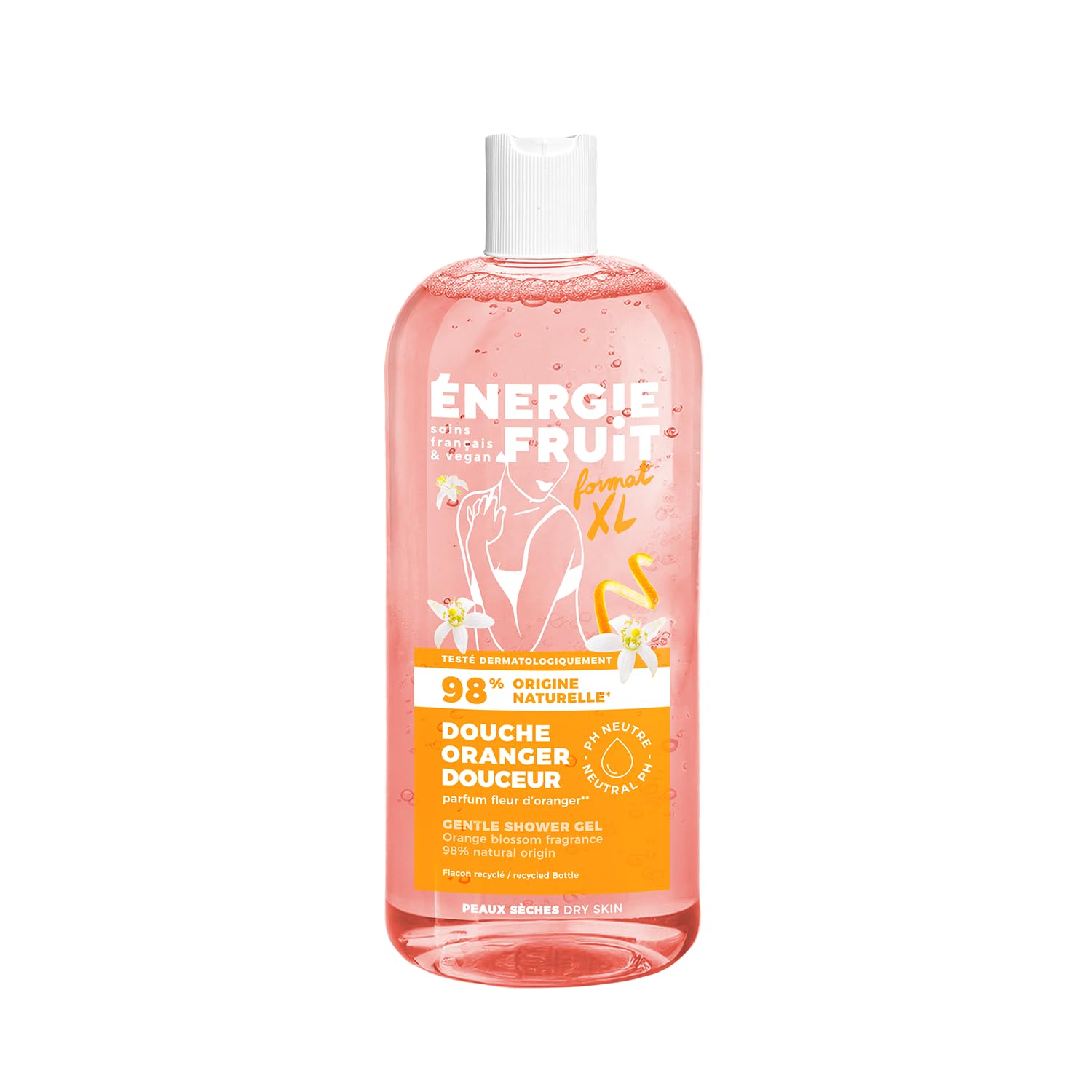 ENERGIE FRUIT pH Neutral Shower Gel Orange Blossom & Organic Linseed Oil Vegan 500 ml