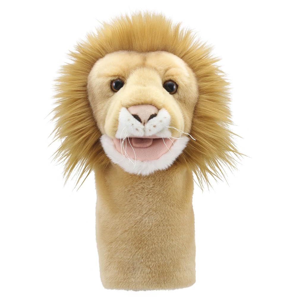 The Puppet Company Lion Hand Puppet - Soft & Majestic Yellow Jungle King with Movable Mouth - Cuddly African Wildlife Toy - Ideal Unisex Gift for Boys and Girls - 30cm