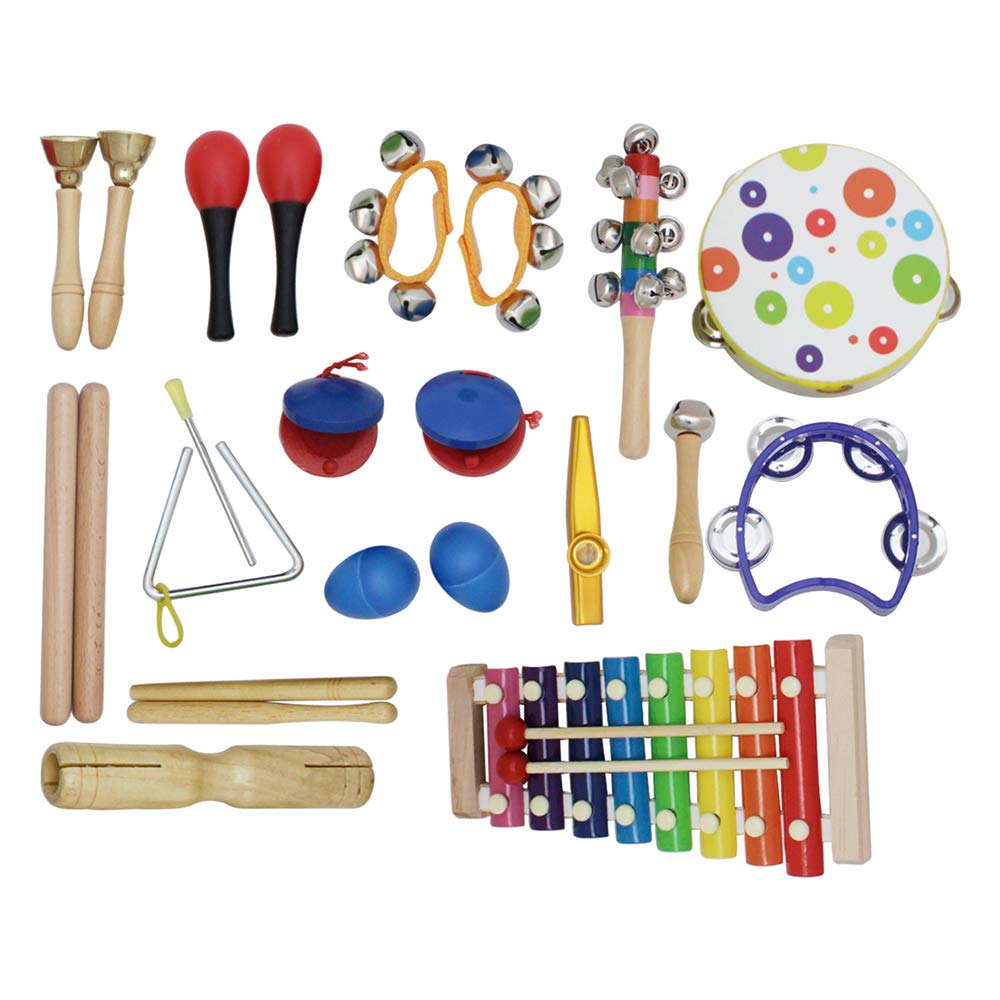 Festnight Musical Instrument Toy Kit 19pcs/Set Include Tambourine Grip