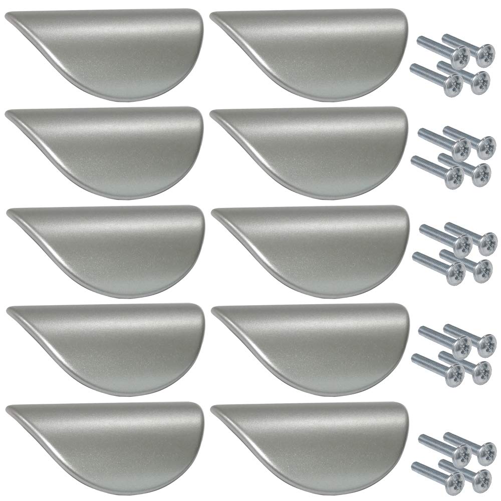 AERZETIX: Set of 10 furniture drawer or door handles, Adour design matte silver 32mm, C41370