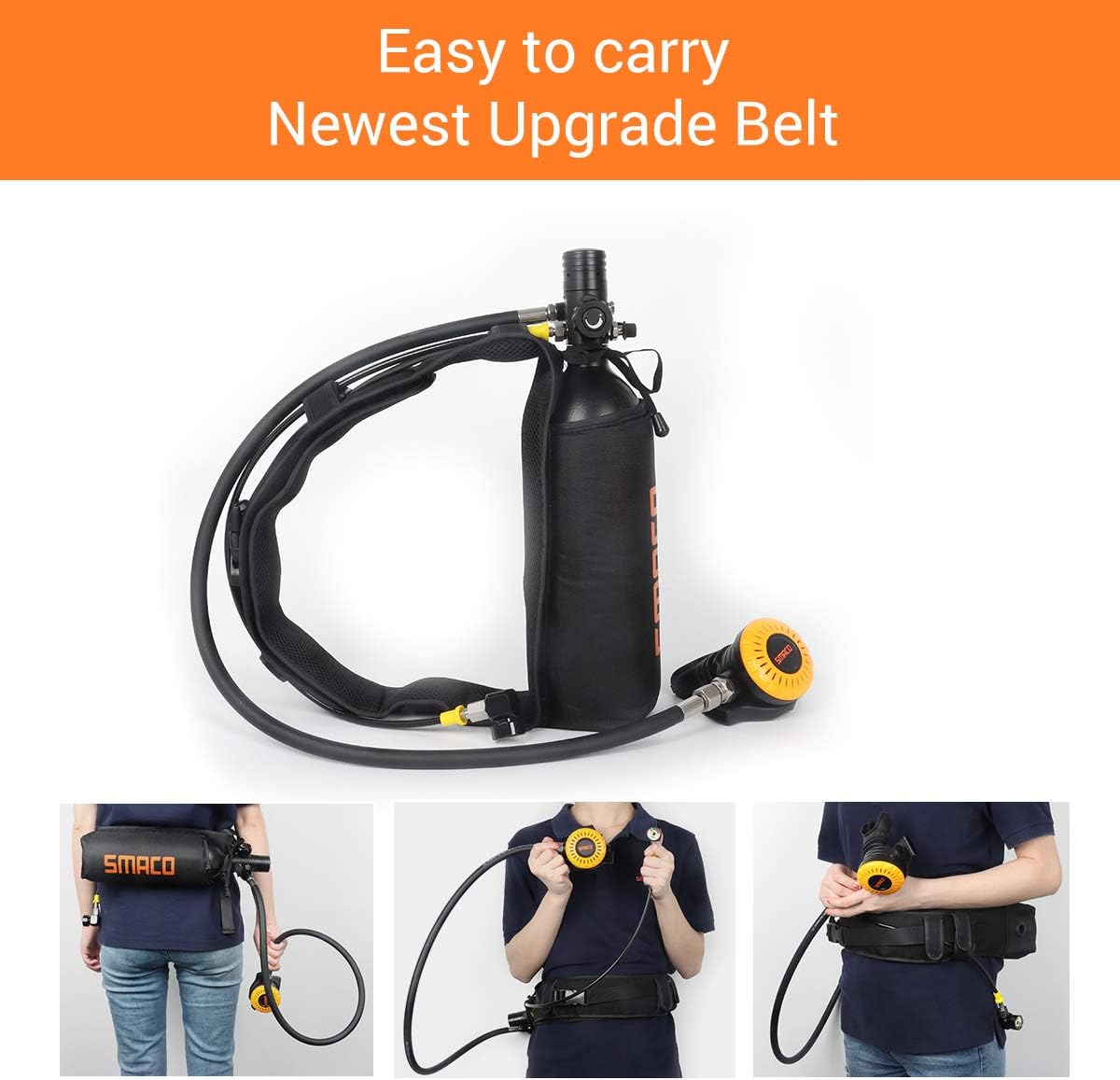 SMACO Scuba Tank Diving Gear for Diver Mini Scuba Tank Oxygen Cylinder with 15-20 Minutes Capability Diving Oxygen Underwater Breathing Device 1L Diving & Snorkeling Equipment S400 Pro : Sports & Outdoors