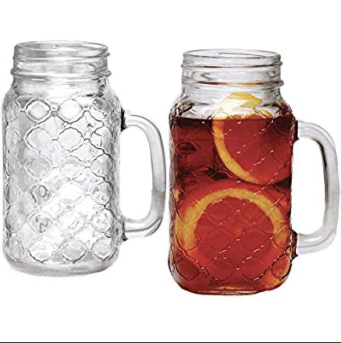 Sets of 4 Mason Jar 24oz Mugs with Glass Handles, Kitchen