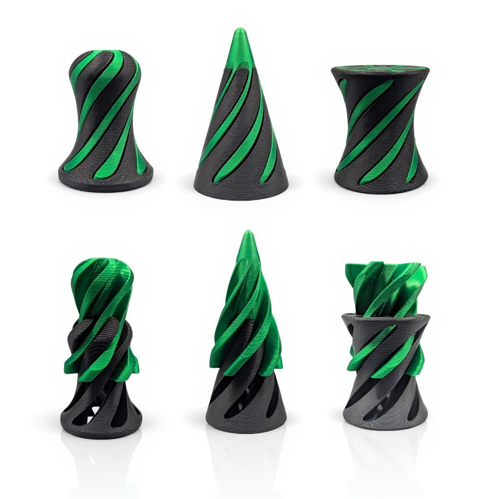 Triformia 3Pcs Impossible Spiral Desk Fidget – 3D Printed Stress Relief & Focus Accessory for ADHD and Autism Support (Candy Green) — image 1