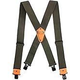 MELOTOUGH Men's Suspender 2" Wide Partial Elastic Strap for Jeans Pants | Men's Work Suspenders, Heavy Duty Clips, Partial Elastic Stretch, Supports Work Pants &amp; Jeans, Ideal for Tradespeople