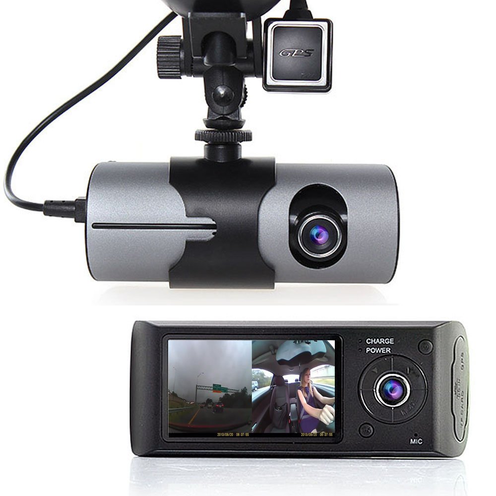 Indigi 2.7" TFT LCD HD Dash-Cam DualCam Car DVR w/GPS Tracker + Google Maps + G-Sensor