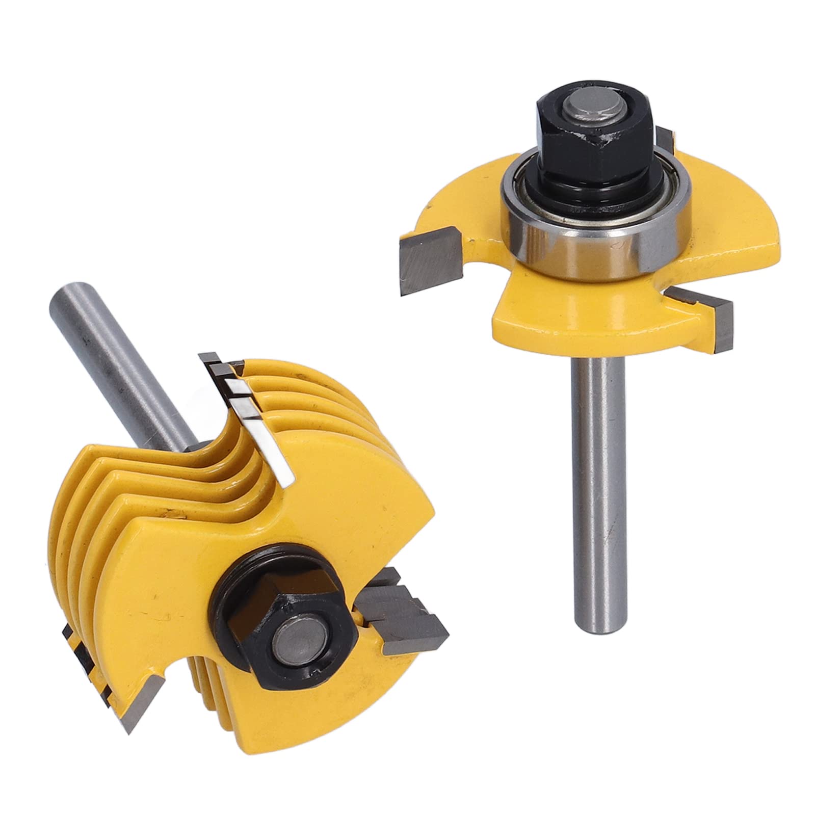 Hilitand 2pcs Slot Cutter Router Bit, 6.35mm Shank, 3 Wing Adjustable, 6 Different Cutting Widths, Carbon Steel, for Solid Wood