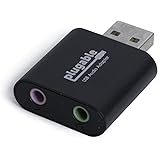 Plugable USB Audio Adapter with 3.5mm Speaker-Headphone and Microphone Jack, Add an External Stereo Sound Card to Any PC, Com