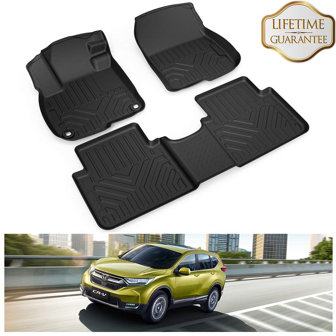 Kiwi Master Floor Mats Liners Compatible For 2017 2019 Honda Cr V All Weather Protector Mat Front Rear 2 Row Seat Tpe Slush Liner Black 99401