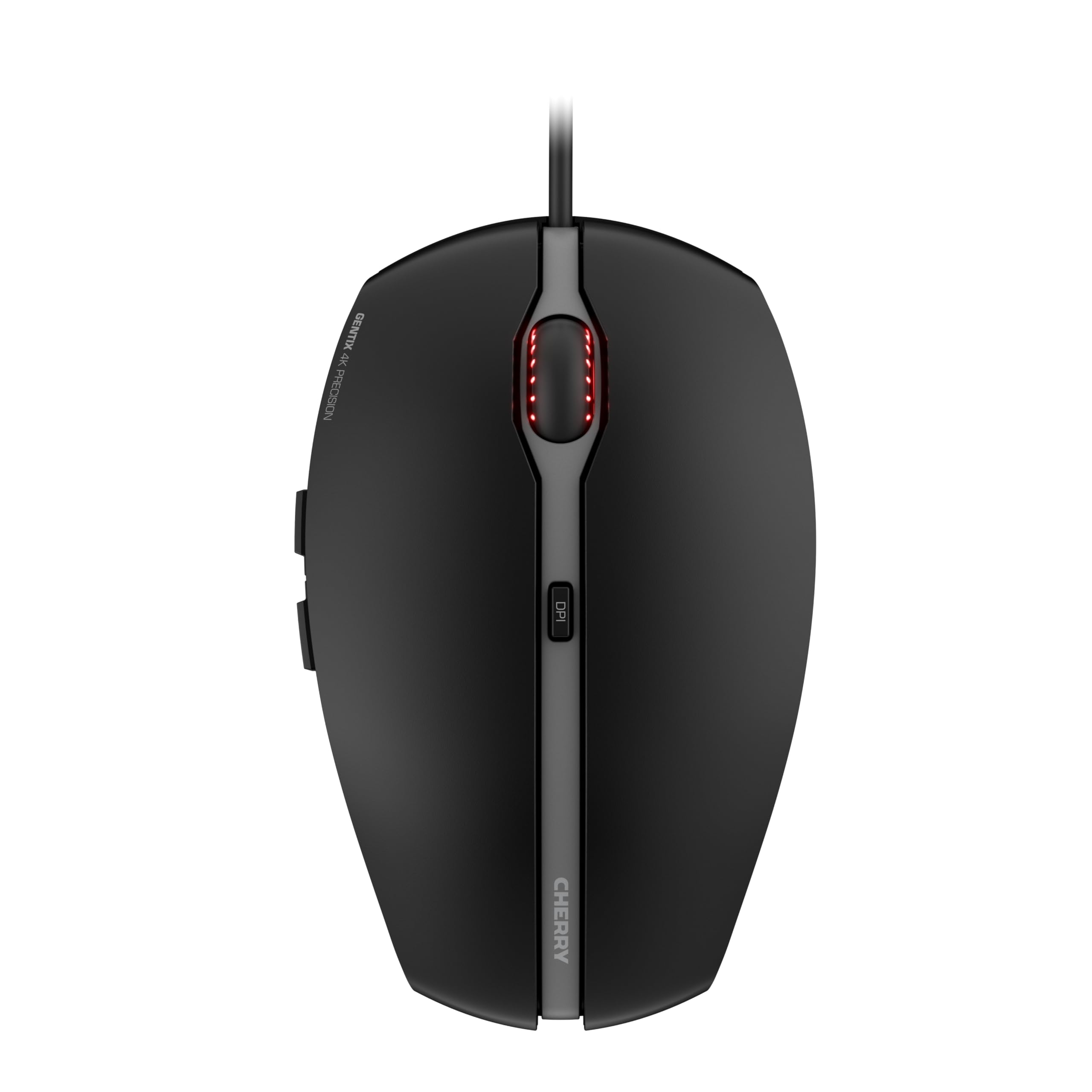 CHERRY GENTIX 4K, Wired Mouse, Ideal for Use with Ultra-HD Monitors, 6 Buttons, up to 3600 Dpi, Symmetrical Design, 1.8 m Long Cable, Black