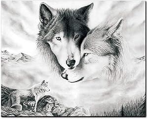 AEVIO Wolf Wall Art Canvas Print Poster Black and White Wolves Photography Art Decor for Living Room Bedroom (Unframed, 12x16 Inches)