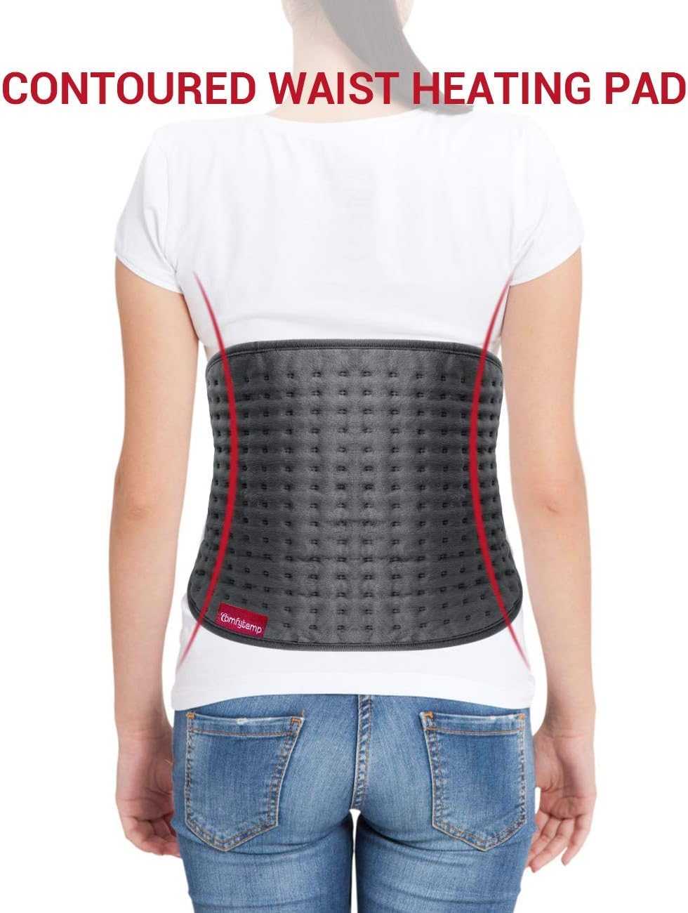 Heating Pad for Back Pain Relief, Comfytemp Electric Heated Waist Wrap for Lower Back with Adjustable Strap, 3 Heat Settings, 2H Auto-Off, Moist Heat Therapy for Lumbar Cramps Fit 33" to 59": Health & Personal Care