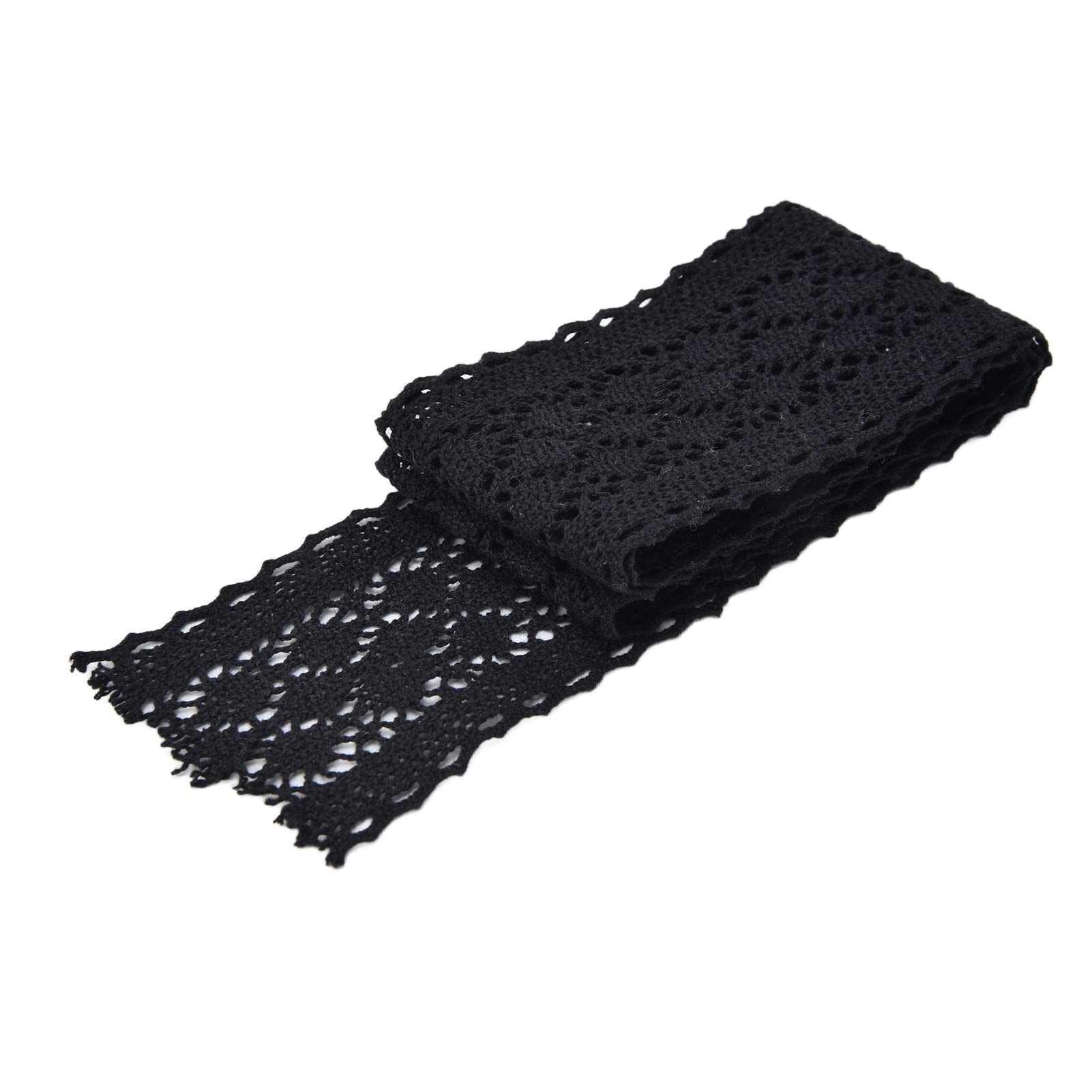 10 Yards Cotton Trim Lace Ribbon 5.8cm/2.28in Width with Exquisite Pattern Embroidery Lace Trim for Cloth Decor Wedding Party(Black)