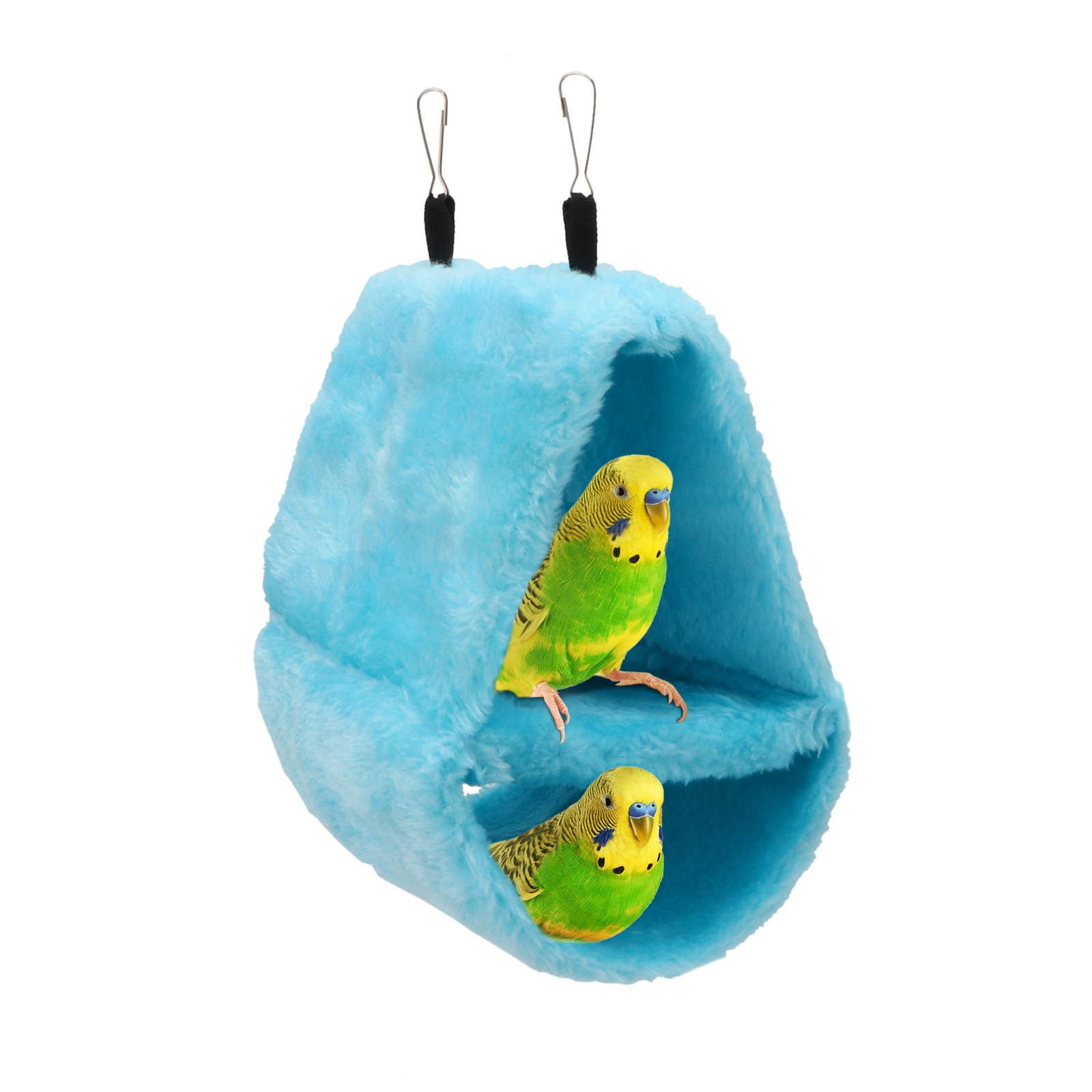 Wontee Bird Parrot Plush Hammock Dual Layer Nest Shed Bird Snuggle Cave Happy Hut for Parrot Macaw Budgies Eclectus Parakeet Cockatiels Cockatoo Lovebird (S, Blue)