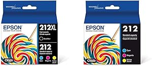 Epson 212XL, Standard-Capacity Color and High-Capacity Black Ink Cartridges, (CMYK) 4-Pack & T212 Claria Standard Capacity Cartridge Ink - Color Combo Pack