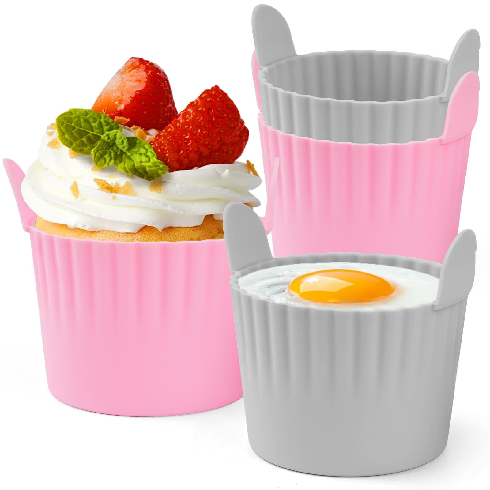 Lifhety Ramekins for Air Fryer, BPA Free Air Fryer Egg Poacher Cup, Silicone Muffin Cases for Airfryer Large, Poached Egg Mould for Airfryer Accessories (Pack of 4)