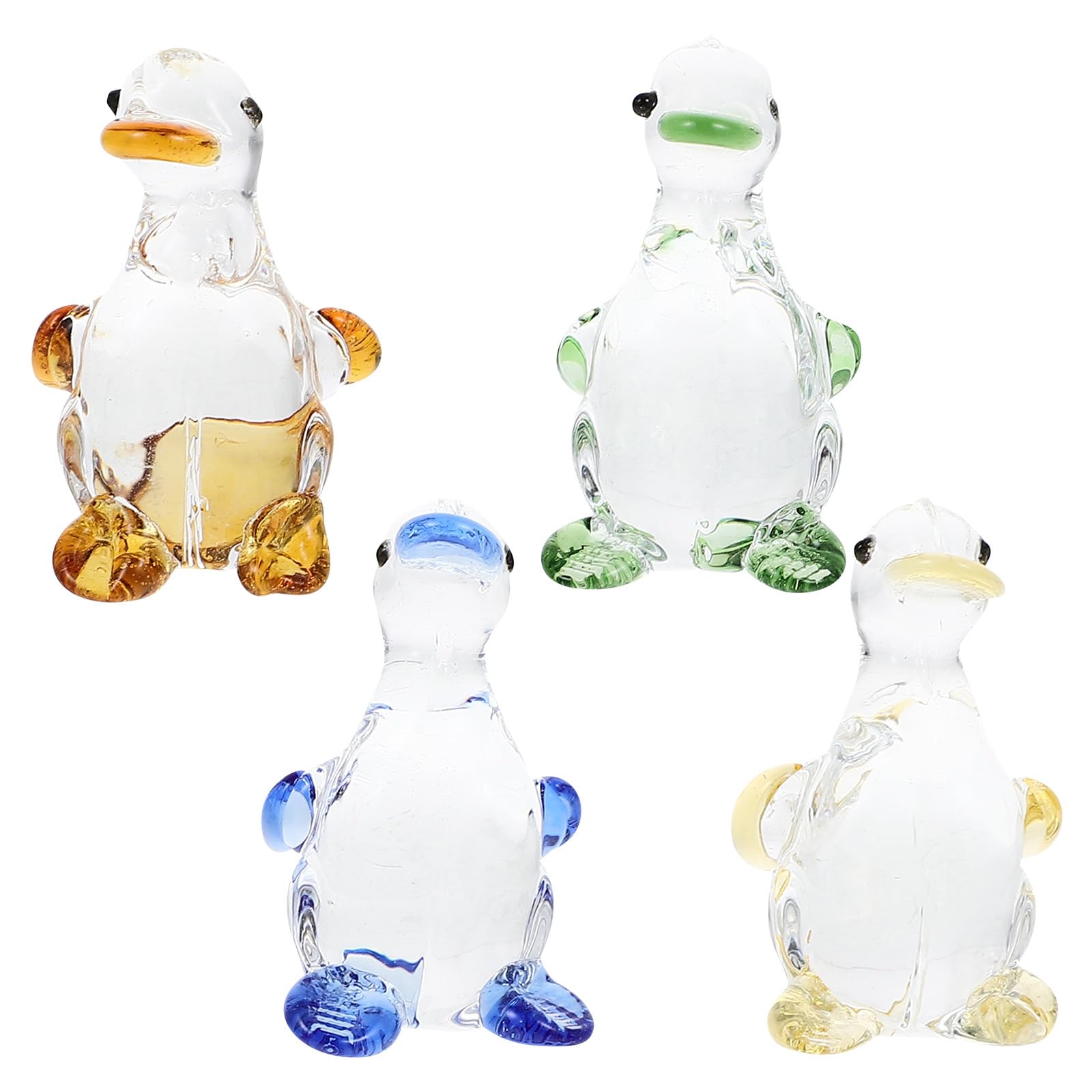 HOMSFOU Crystal Figurine Cute Fat Duck Ornament Small Desktop Sculpture Decor Lucky Animal Decoration for Home Office 1.38X0.98X0.79In