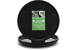GRESPRI Sturdy Black Plant Saucers16 Inches, 6 Packs Heavy-Duty Round Plant Pot Saucer 14 inch in Base(36.2cm), Durable Plast