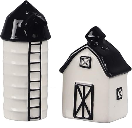 Ceramic Farmhouse Salt Pepper Shaker Set Barn Silo Amazon