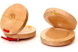 DOXISHRUKY Kids Musical Castanets Instrument, Set of 2 Wooden Finger Castanets for Kids, Baby Instruments Rhythm Toys