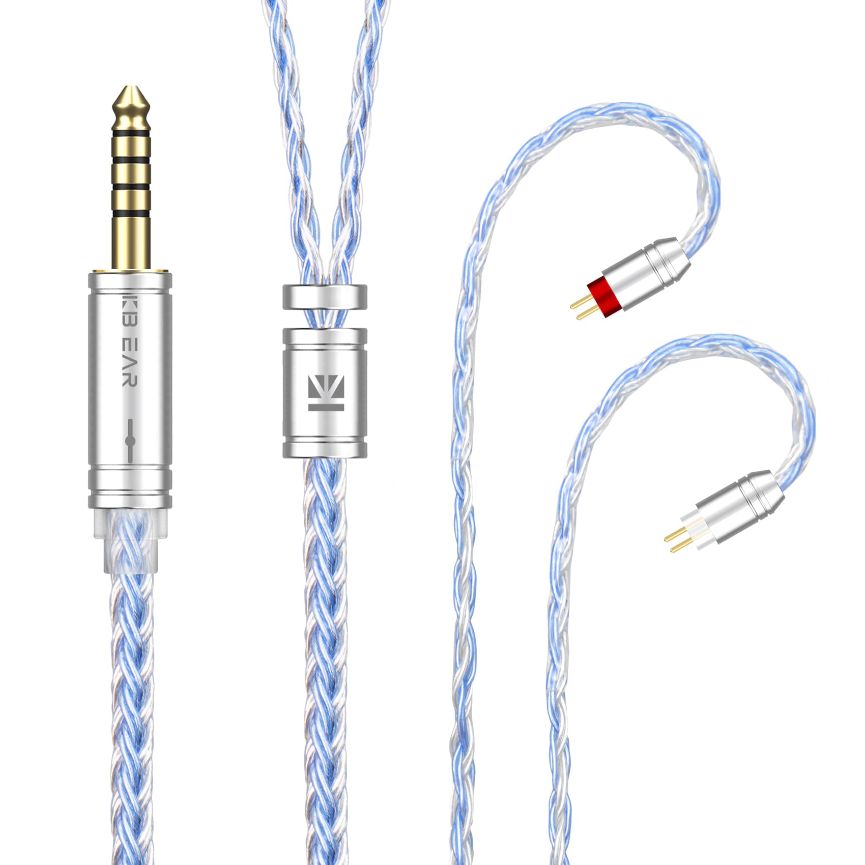 KINBOOFI 2M Long in Ear Monitor Earphone Cable,KBEAR ST16 Plus Headphone,16 Cores 5N Single Crystal Copper Silver-Plated Upgrade Wire for AS10 ZS10 Pro AS16 ZSN PRO(Silver, 2 Pin 4.4mm Audio Jack)