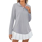 Micoson Womens Long Sleeve Shirts Sun Protection Quarter Zip Pullover Lightweight Athletic Golf Hiking Shirts Tops