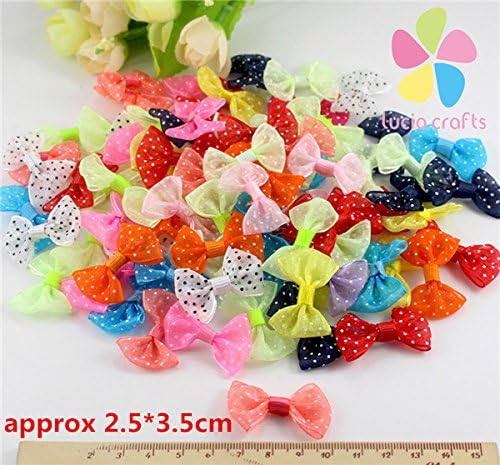 Multi option Polka Dot Organza Bows Girls Boutique Mini Hair Bow Headwear (Mixed Dot 3 48pcs)