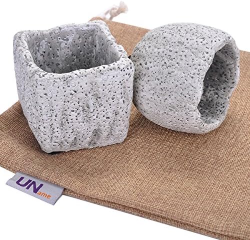 UName Moonwalk Series Succulent Planters, Set of 2 Mini Ceramic Planters, Cube, Cylinder,.UN293