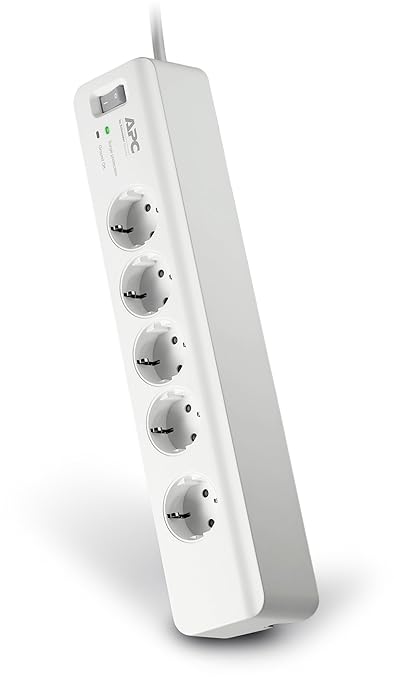 APC Surge Protector - PM5-GR - Steckdosenleiste mit Überspannungsschutz (5-fach Stecker Schuko, schaltbar, für PC, TV u.a. - 