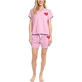 Ocean Pacific Summer Lovin' Applique Pajama Set, Short Sleeve Split Neck T-Shirt and Sleep Shorts