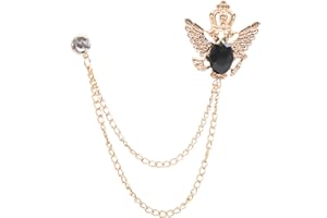 ABJFJE Elegant Crystal Bee With Hanging Chain Brooch Vintage Cute Rhinestone Insect Corsage Tassel Chain Suit Jacket Brooch Pin for Men Husband Gifts