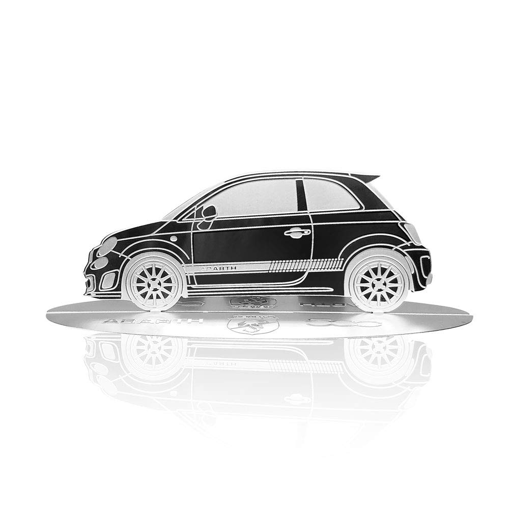 4R Quattroerre.it Fiat 500 Abarth Stainless Steel Engraved Silhouette Model