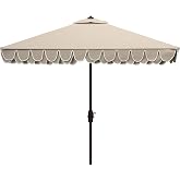Safavieh Outdoor Elegant Valance White and Black 7'6" Square UV Protected Umbrella, White/Black