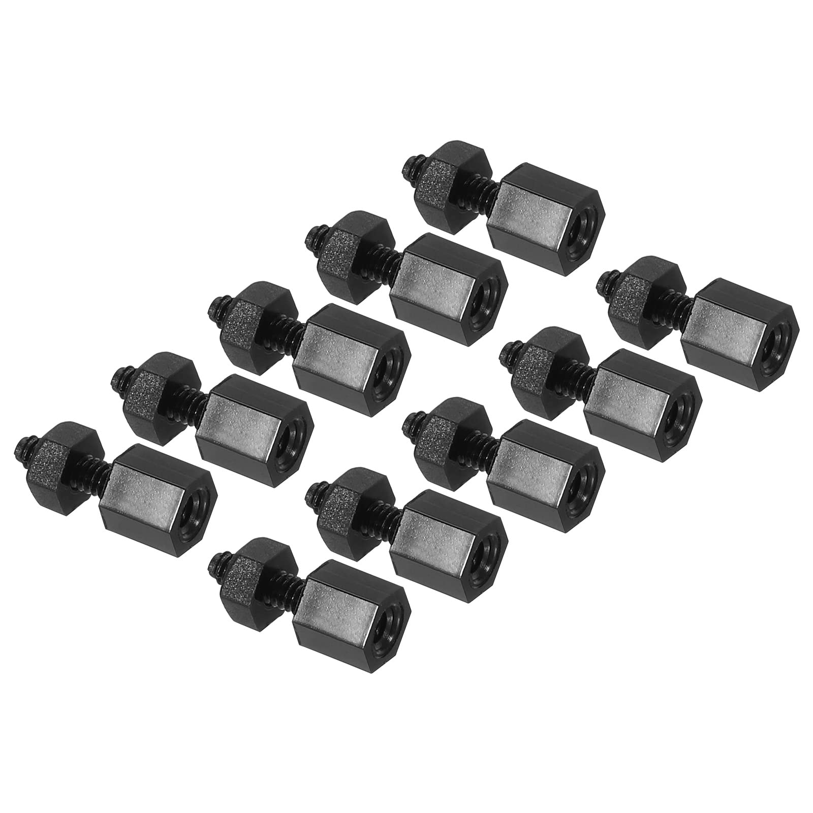 PATIKIL M2 Nylon Hex Standoff Screws Nuts, 1Set/100Pack PCB Male Female Threaded Kit for Motherboards, Computer Cases, Circuit Boards, Electronics (4mm+5mm, Black)