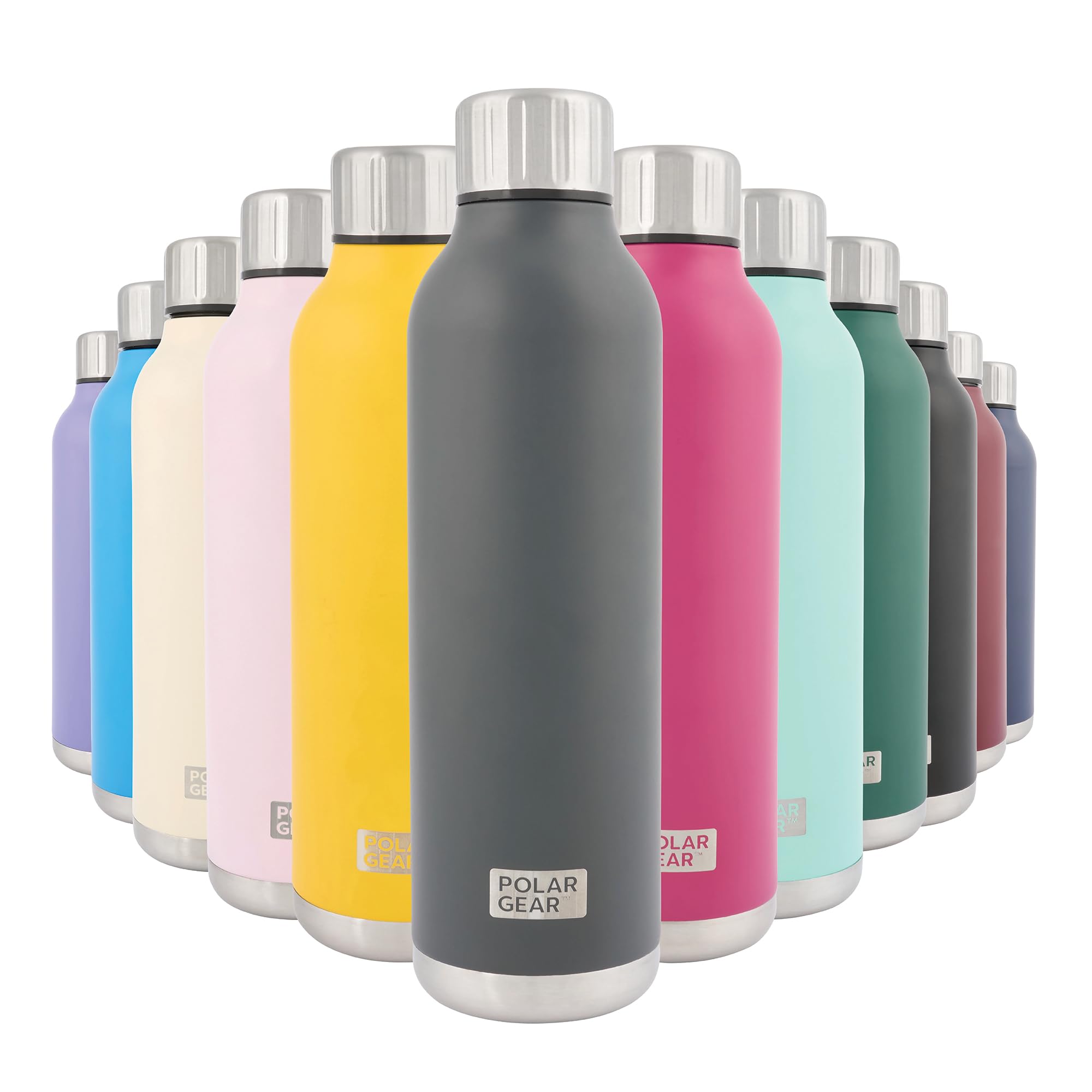 Polar Gear Stainless Steel Water Bottle - 500ml Vacuum Insulated Metal Water Bottle, Double Wall, Leakproof Drinks Bottle - 12H Hot, 24H Cold - Perfect for Work, Travel, Sports, Gym (Graphite)