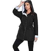 Arthas Women Light Rain Jacket Waterproof Active Outdoor Trench Raincoat with Hood Lightweight Plus Size for Girls
