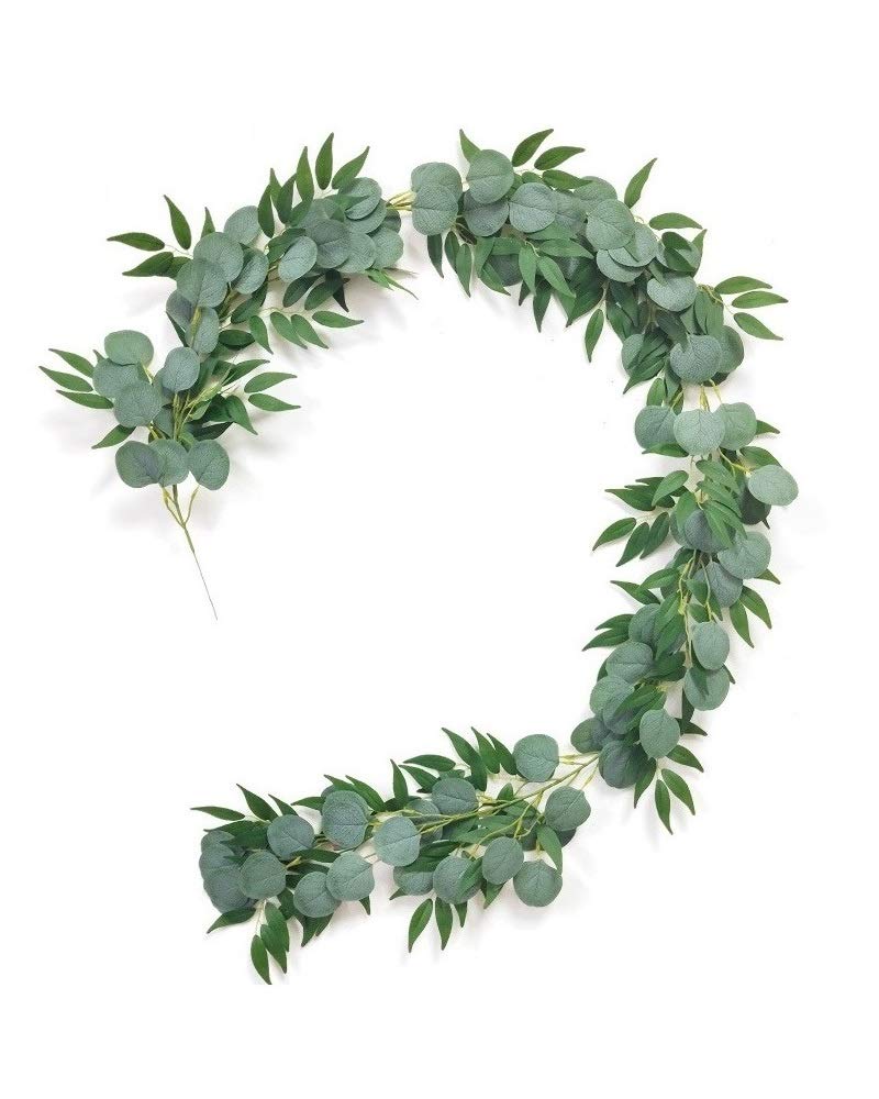 View 1 of 2 Pack Artificial Eucalyptus Willow Vines Garland, 3 Feet Faux Eucalyptus and Willow Leaves Greenery Garland for Wedding Backdrop Wall Flower Décor