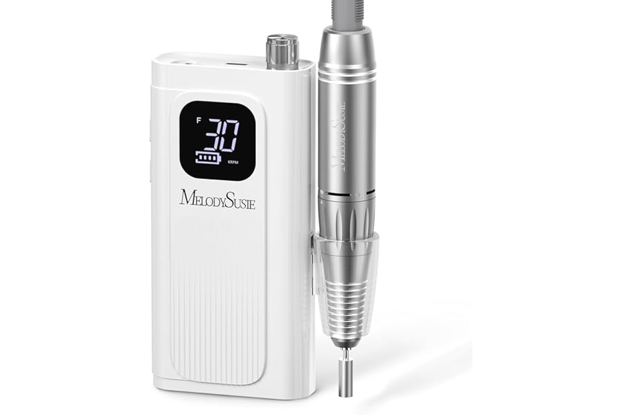 MelodySusie Entry-Level Clip-On Cordless Essential Nail Drill, SC300F 30000RPM Reliable E-File with LCD Display for All Manicure Shaping & Gel Removal, Ideal for Training, Nail Art Practice & Home Use