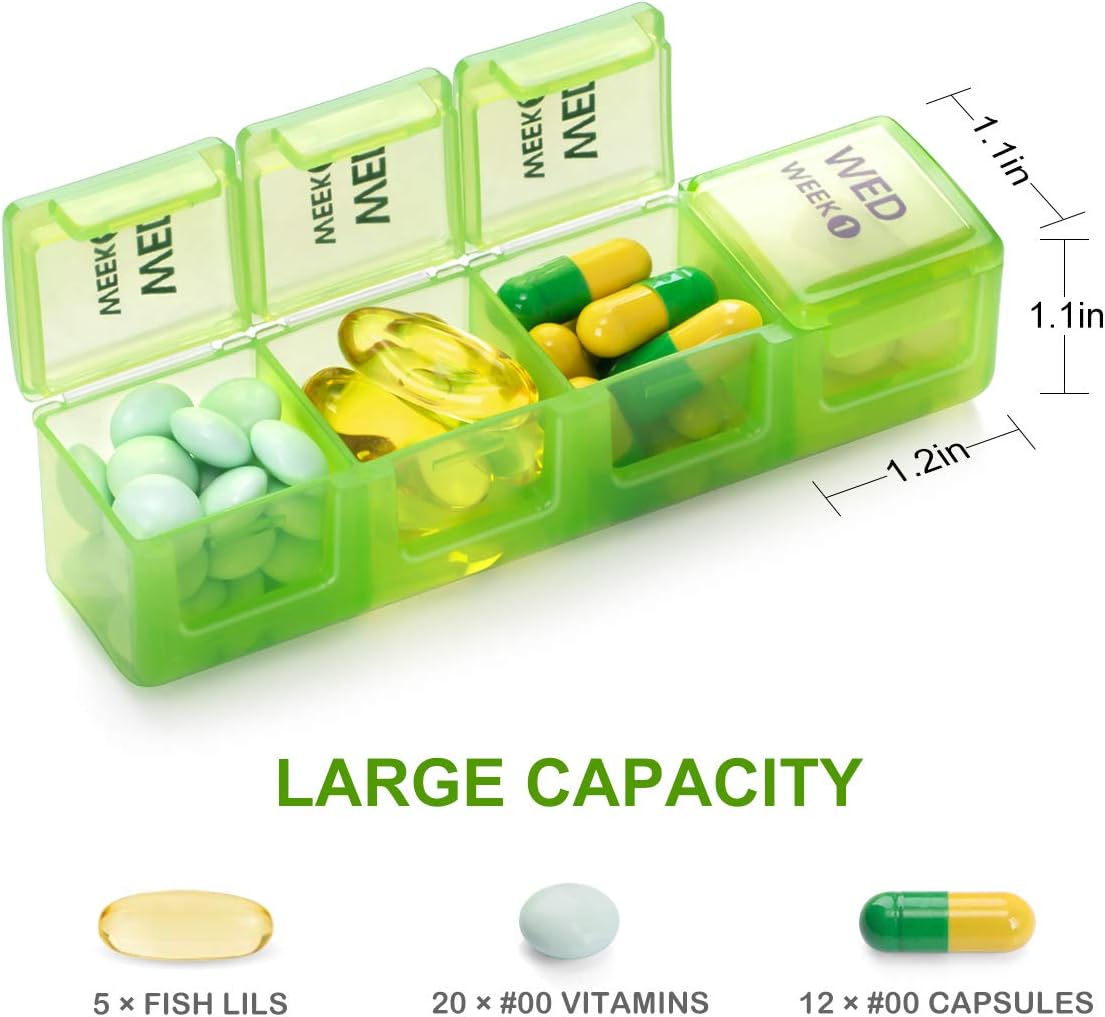 Monthly Pill Organizer 28 Day Case, Sukuos Moisture-Resistant Large 4 Week Month Pill Cases with Dust-Proof Box for Pills/Vitamin/Fish Oil/Supplements: Health & Personal Care